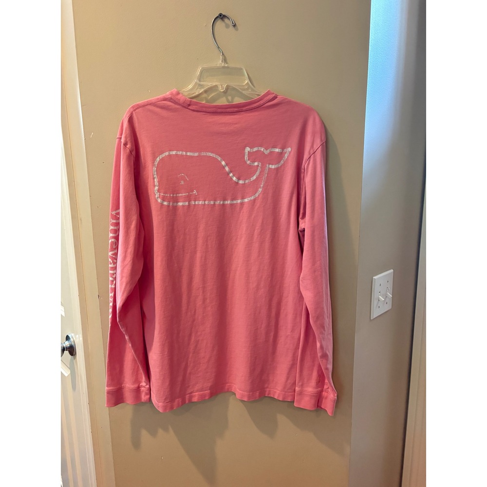 Vineyard Vines Pink Long Sleeve Whale Logo Pocket T-Shirt Womens Medium